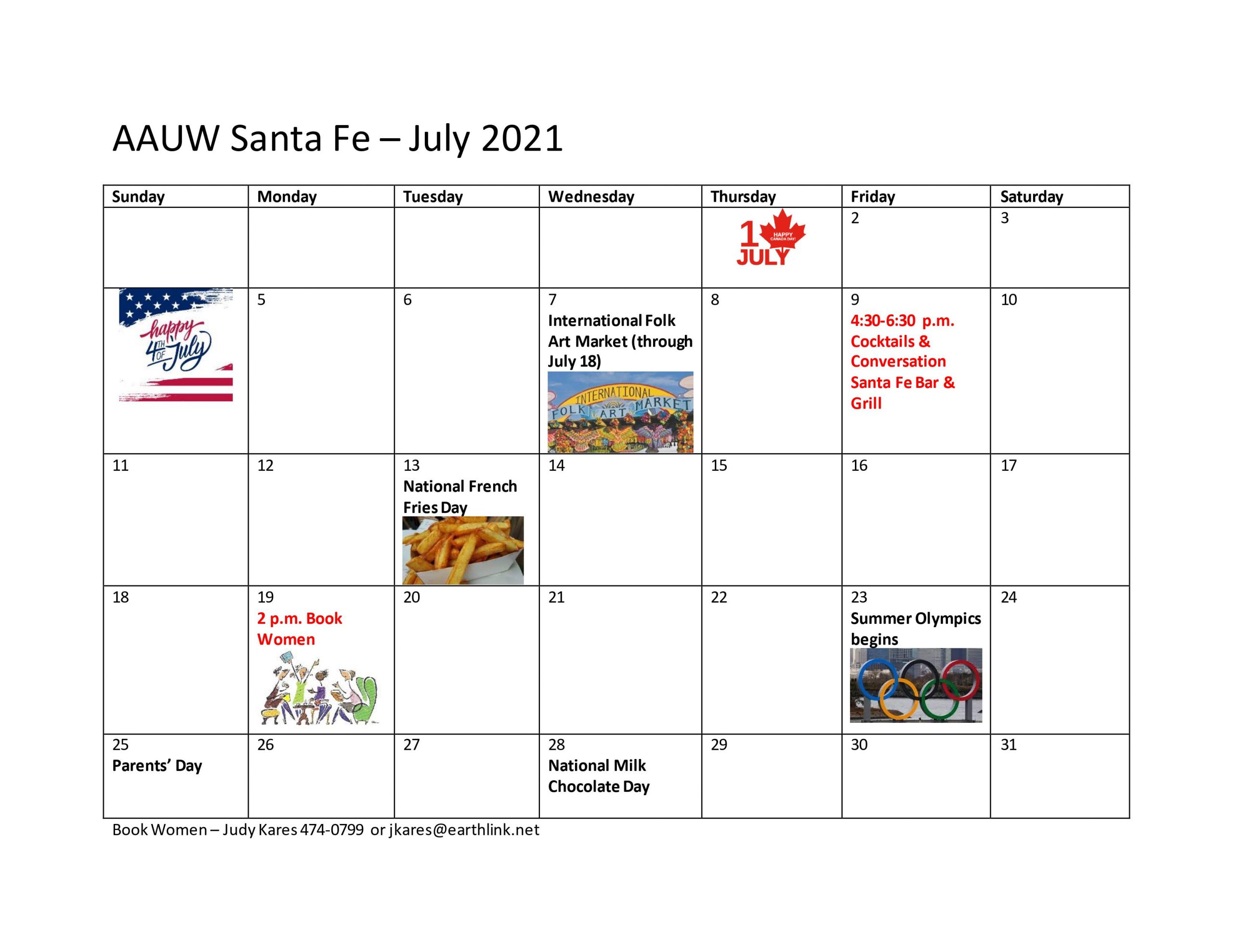 AAUW Calendar Santa Fe (NM) Branch